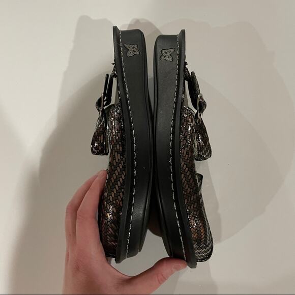 Alegria Tuscany Pewter‎ Dazzler Metallic Mary Jane Mules Size 38 - Picture 4 of 9